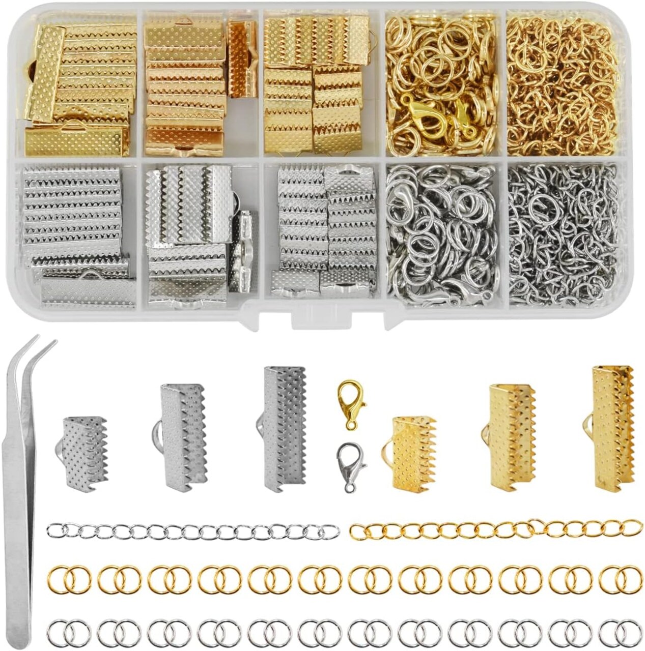 373Pcs Ribbon Bracelet Kit for Jewelry Making Ribbon (Gold and Silver)